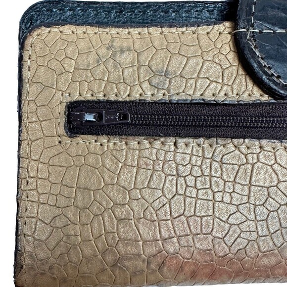 Double J Saddlery Wallet Vintage Rose Brown Tan Leather Mag Snap Closure READ - Picture 4 of 16